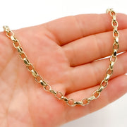 14K Solid Gold Hollow Flat Cable Link Chains